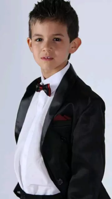 Boys-Black-Tuxedo-Suit-4-Piece-Prom-Cruise-Party-James 6 months- 15 years 2