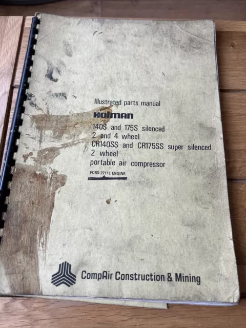 COMPAIR HOLMAN 140s/175s 2+4 Ruote CR140 Ss PARTI COMPRESSORE D'ARIA MANUALE CUMMINS