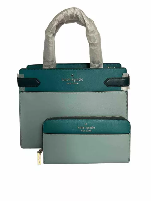 kate spade new york Staci Satchel, Medium - Frosted Mint 11in Bag With Wallet