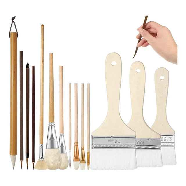 14 Pezzi Pennelli Diverse Pennelli Smalto Set di Colori Acrilici per F3B9