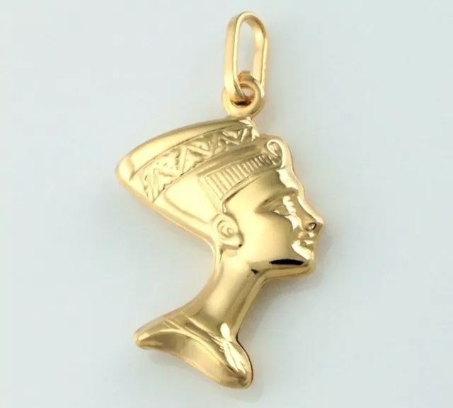 9ct Oro Amarillo Egipcio Reina Nefertiti Colgante / Dije