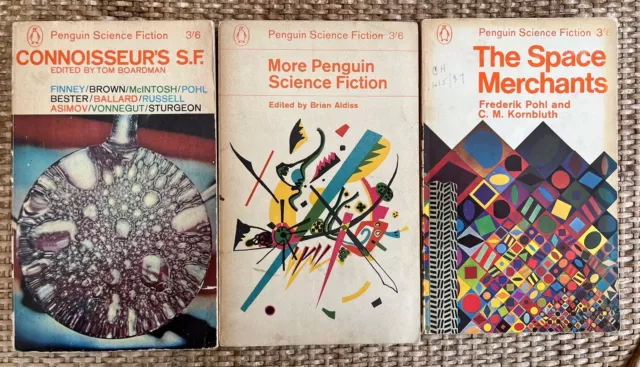 3 Vintage Penguin SciFi, Connoisseur’s SF, Space Merchants, More Penguin SciFi
