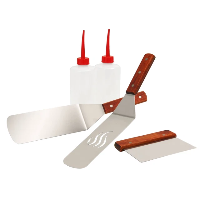 BBQ-Toro 5-teiliges Edelstahl Grill Plancha Zubehör Set | Teppanyaki Werkzeug