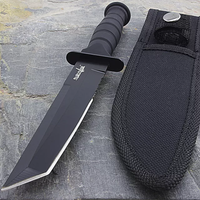 7.5" MILITARY TACTICAL TANTO COMBAT KNIFE w/ SHEATH Survival Hunting Fixed Blade