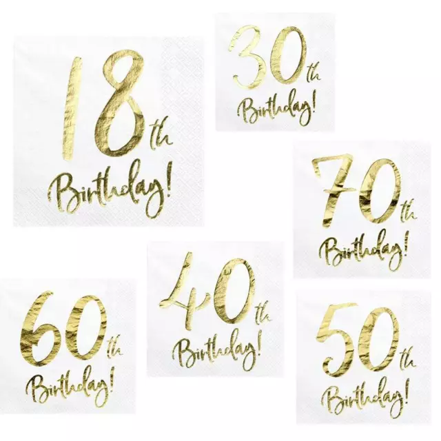 Servietten mit Gold-Druck zum Geburtstag Happy Birthday Party Tisch Dekoration