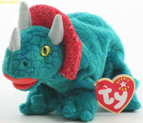 Ty Beanie Baby Hornsly the Triceratops Dinosaur 8" 20cm New MWMTs Rare Retired