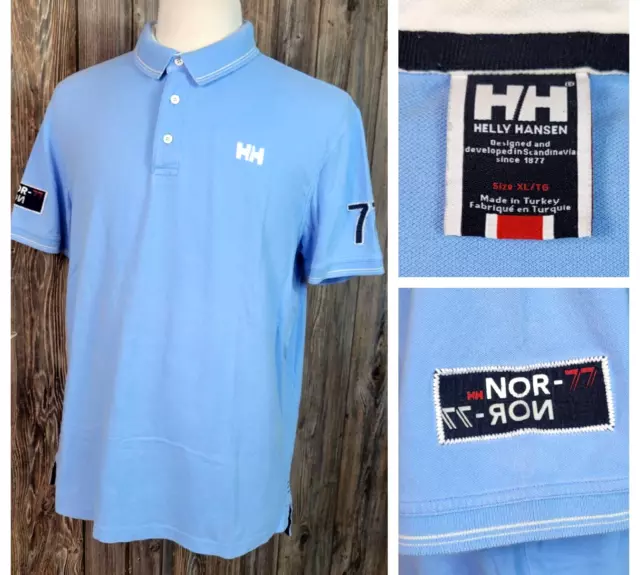 Helly Hansen Norway 77 Polo Shirt Nor 77 Blue Casual Cotton Embroidered Mens XL