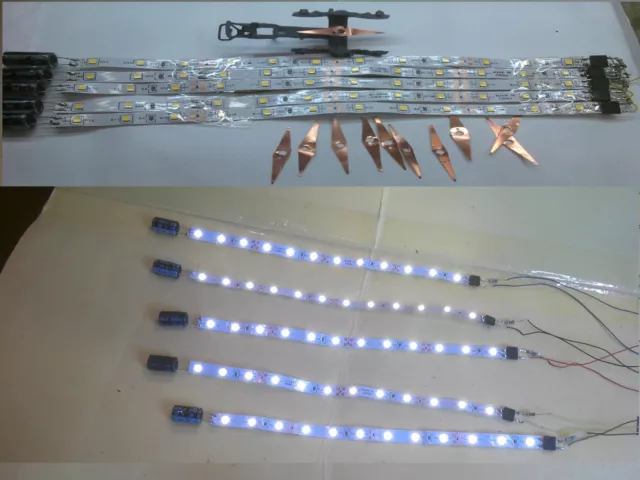 TRAIN ELECTRIQUE - Lot de 5 bandes à leds  kit complet avec lamelle HO