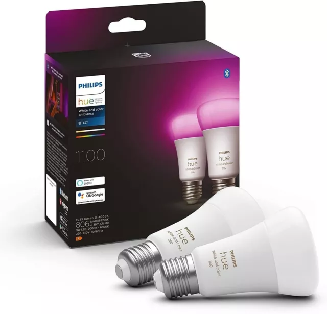 Philips Hue White & Color Ambiance E27 Doppelpack 2x 1100 lm, dimmbar