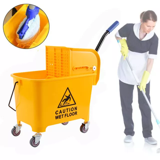 5 Gallon 20L Commercial Mini Mop Bucket with Wringer Combo Cleaning Cart Wringer