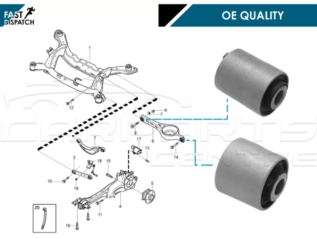 For Volvo V60 2010- V70 2008- Rear Lower Bottom Suspension Arm Front Rear Bushes