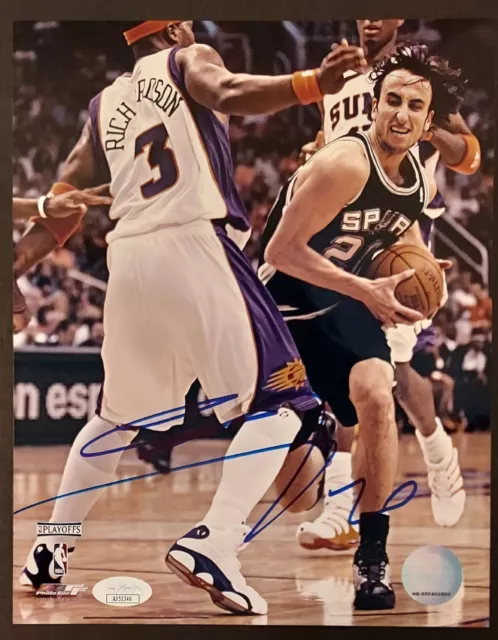 Manu Ginobili Signed Photo 8x10 Auto San Antonio Spurs NBA Hall Of Fame JSA