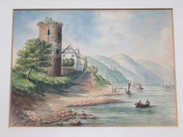 Rheinromantik Konvolut Ölbilder, Aquarell, Zeichnungen, Lithos u.a. 24 St.