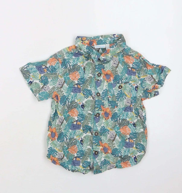 JoJo Maman Bébé Boys Multicoloured Floral Cotton Basic Button-Up Size 4-5 Year