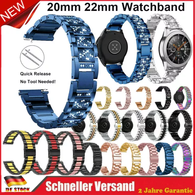 Luxus Edelstahl Uhrenarmband Ersatzband Smartwatch Bling Metall Armband 20/22mm