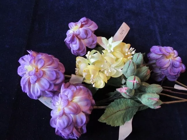 Vintage Millinery Flower Collection Purple Yellow 1-2" German H4811