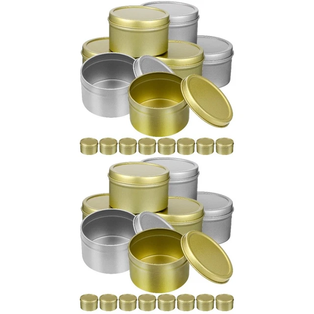 24 Bocaux à Bougies En Métal 8 Oz – Ronds, Réutilisables, Pour Fabrication DIY (noir, Argent, Or)