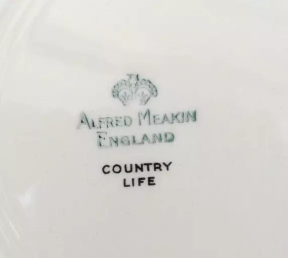 6 vintage Alfred Meakin "Country Life" luncheon plates - 22 cm (8.75") di'r 3