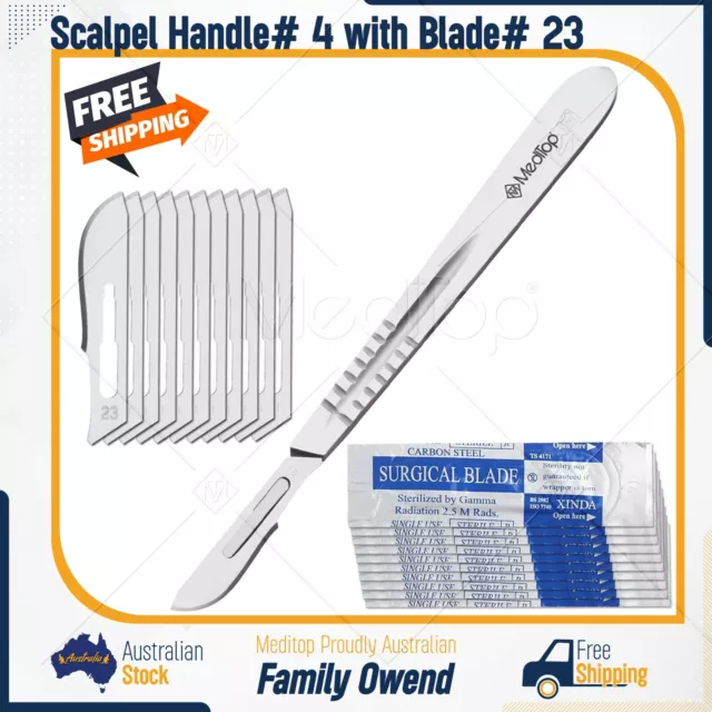Surgical Scalpel Handle# 4 with Sterile Blade# 23 Stainless Steel Scalpel Handle