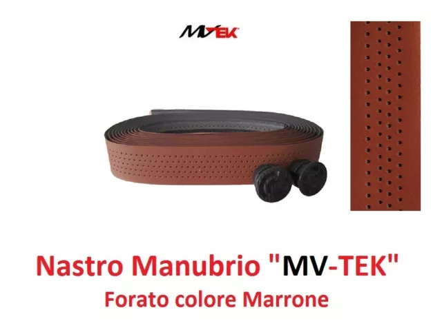 Nastro Manubrio Forato "MV-TEK" Marrone-Cuoio per Bici 26-28 Fixed Scatto Fisso