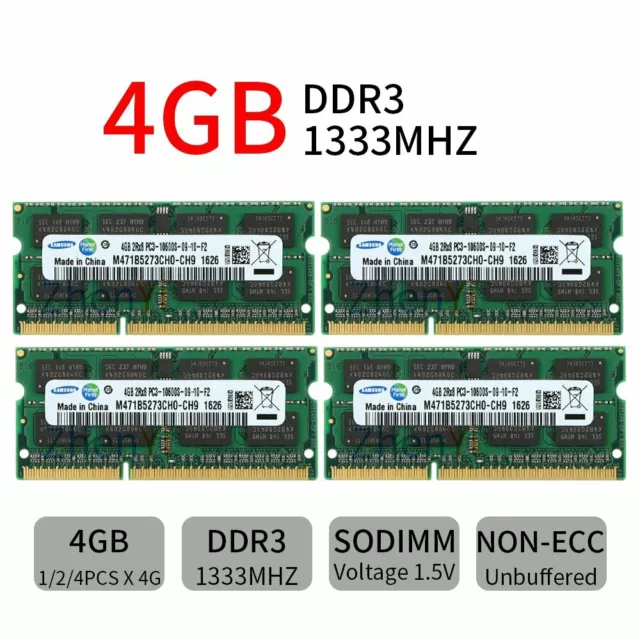 16GB 8GB 4GB 2GB PC3-10600S DDR3 1333 1.5V SO-DIMM Laptop RAM For Samsung Lot BT