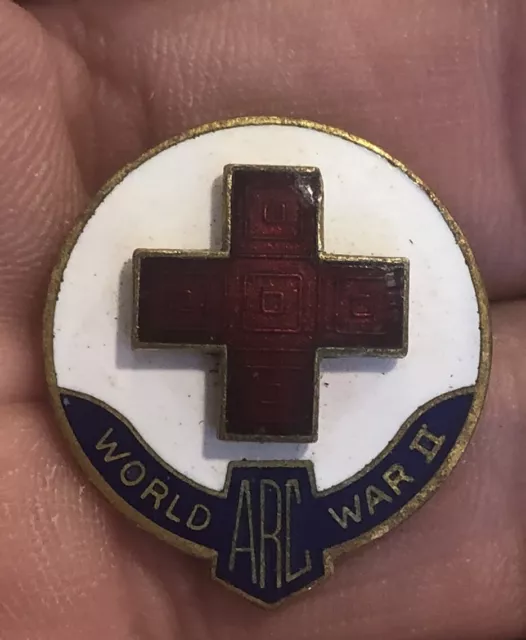 WWII WW2 ARC American Red Cross Enamel Pin Back Pin