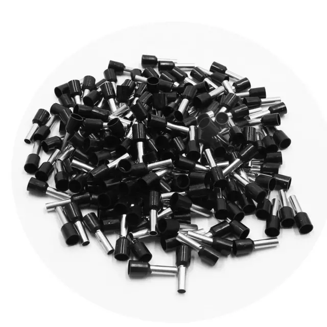 200Pcs Férula Aislada de Cobre negro Terminal Aislado para Crimpar Cable AWG10