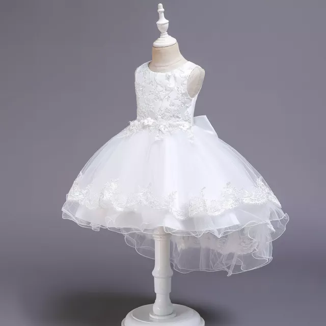 Traje Vestido Princesa Tul Ceremonia Fiesta Danza Niña 4-5anni Blanco 04 3