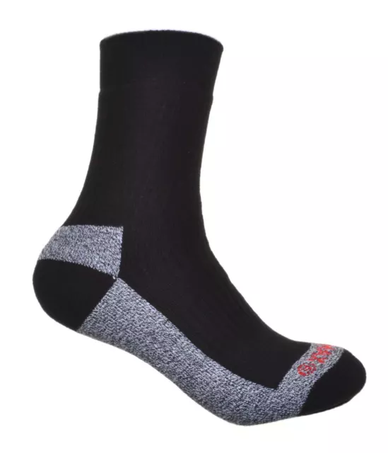 2 Pairs of Ladies Black Cotton Coolmax walking Socks with Arch Support