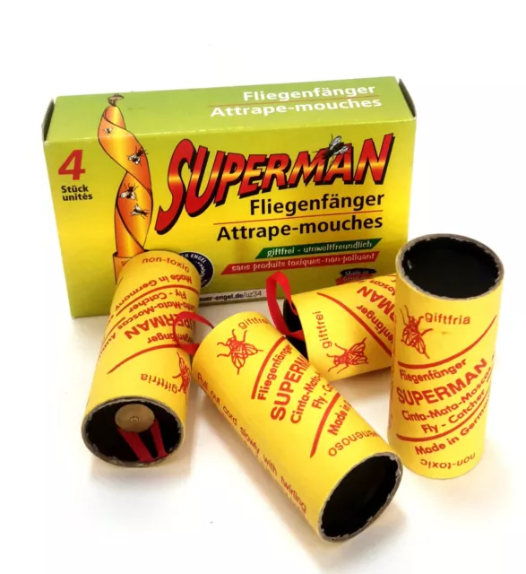 Superman Fliegenfänger Fliegenfalle Leimfalle Klebefalle giftfrei made i Germany