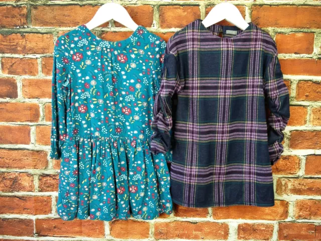 Girls Age 5 Yrs Next Purple Tartan Dress & John Lewis Floral Dress Bundle 110Cm