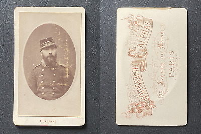 Barco & Gänsch Nancy Homme âgé en uniforme militaire circa 1880 CDV vintage a 