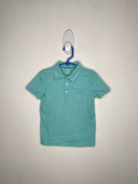 Carters Pocket Polo Shirt Boys Size 4T Blue Short Sleeve Casual