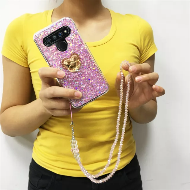 Heart Glitter Sparkle Bling Shockproof Diamonds Rubber Soft Phone Back Case Skin 3