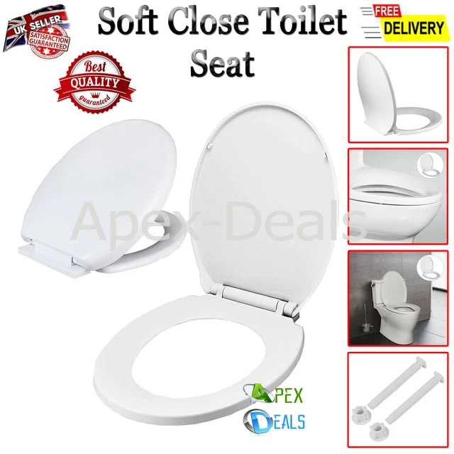 SOFT CLOSE TOILET Seat White Bathroom Oval Shape Quick Release Heavy