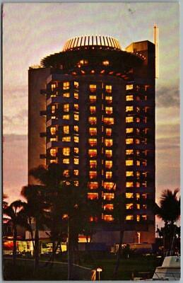 Fort Lauderdale, Florida Postcard PIER 66 HOTEL AND MARINA Night View c1980s