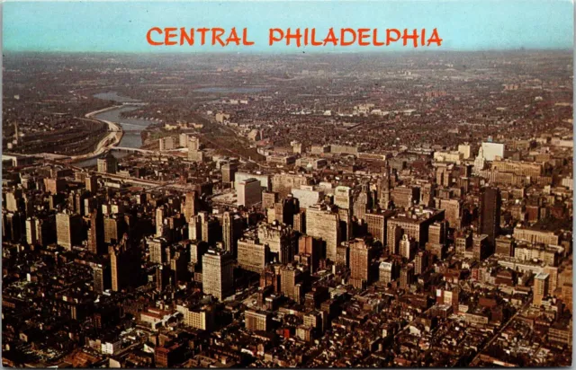 Philadelphia PA~POSTCARD~Aerial View Of Schuylkill River, Central Philly~KA16
