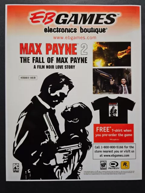 Max Payne 2 Framed Print Ad/Poster Official Original PS2 Xbox PC Video Game  Art