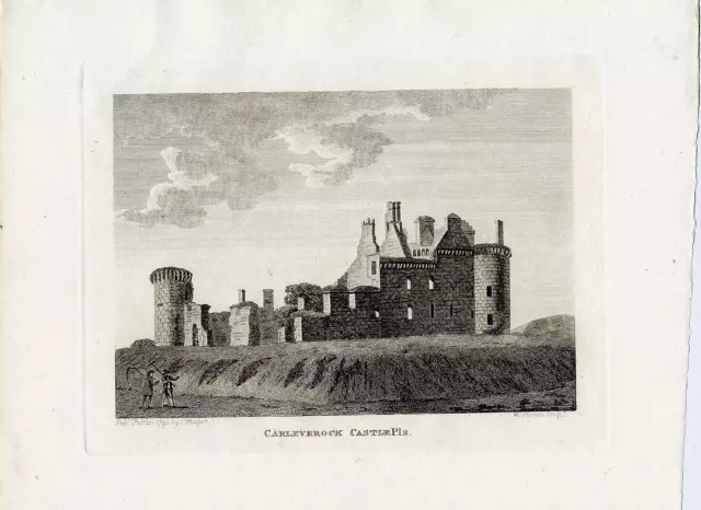 1789 Antique Print: Caerlaverock Castle, Dumfries and Galloway by Grose