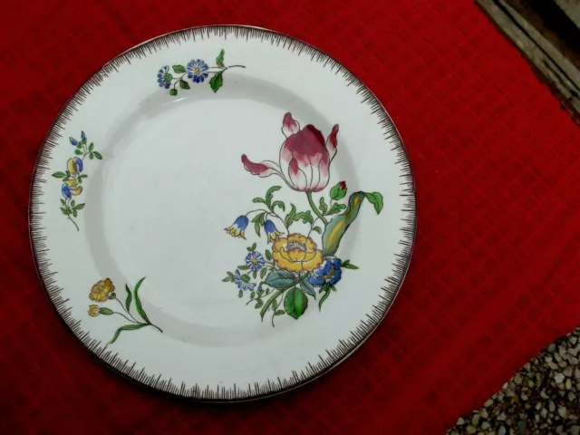 Belle assiette plate ancienne décor fleur signé Strasbourg /