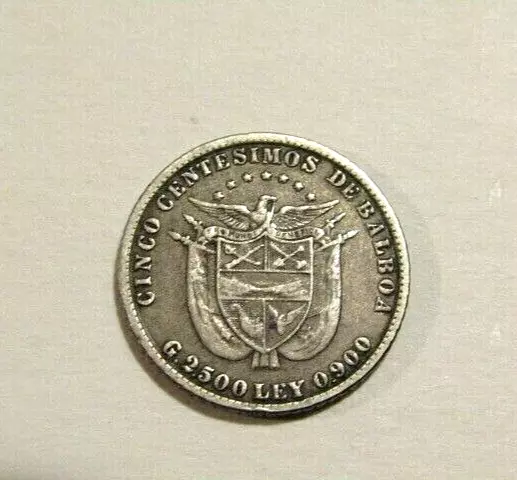 Panama 1904 5 Centesimos Silver Coin