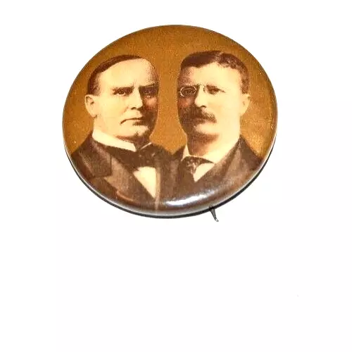 1900 WILLIAM MCKINLEY 1.25 TEDDY THEODORE ROOSEVELT pin pinback button political