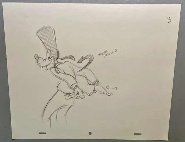1990s Disney Animation Production Drawing Sketch Art of GOOFY from Goof Troop DJ