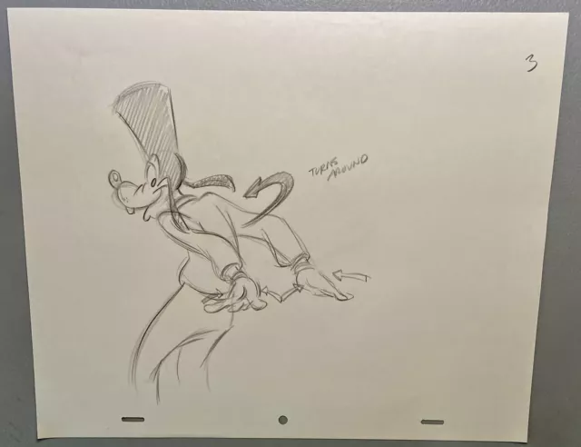 1990s Disney Animation Production Drawing Sketch Art of GOOFY from Goof Troop DJ