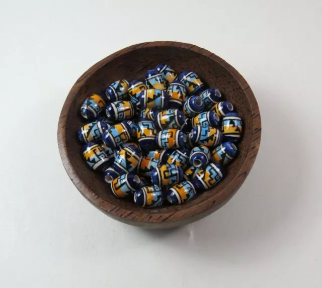 Porzellan Inka Keramikperlen bunt Ovale18x7mm Bastelschmuck Loch 2mm Handarbeit