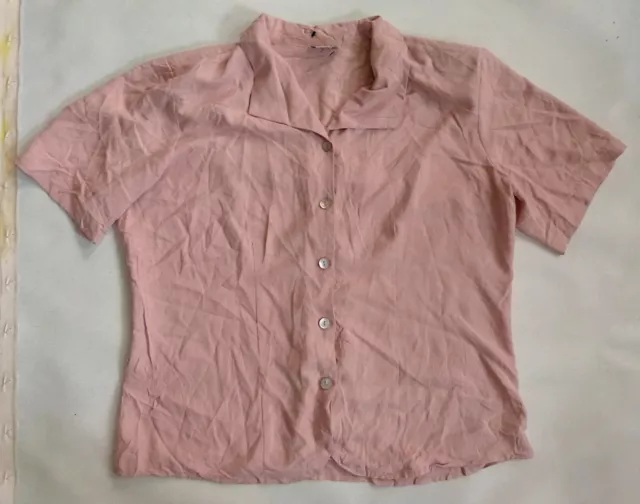 Stunt Collection chemise blouse en soie pure couleur vieux rose XL