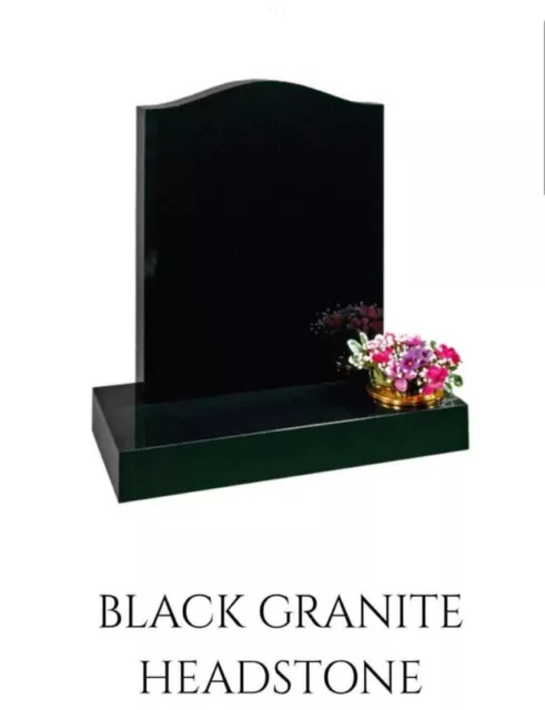 Black Granite Headstone (Larger than average size)