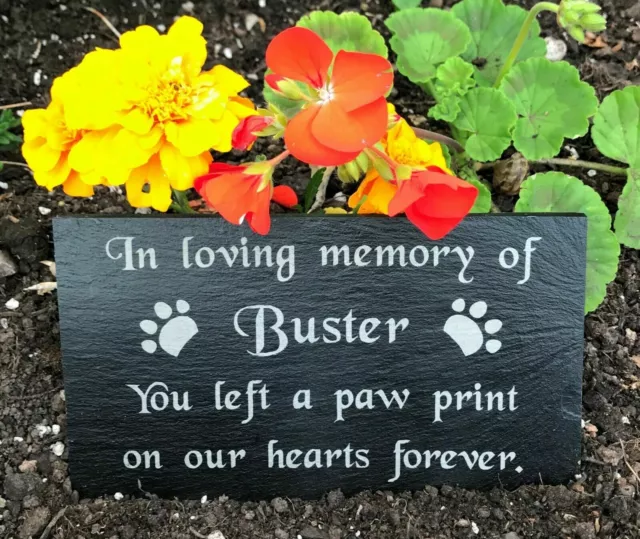 Engraved Personalised Pet Memorial Headstone Grave Marker Slate Plaque Dog Cat