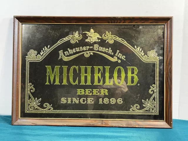 Vintage Anheuser-Busch Michelob Beer Since 1896 Framed Mirror Beer Sign 26x18