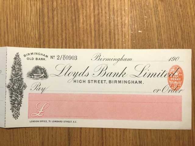 Retro Cheque LLOYDS BANK VINTAGE Blank Cheque £10.00 - PicClick UK